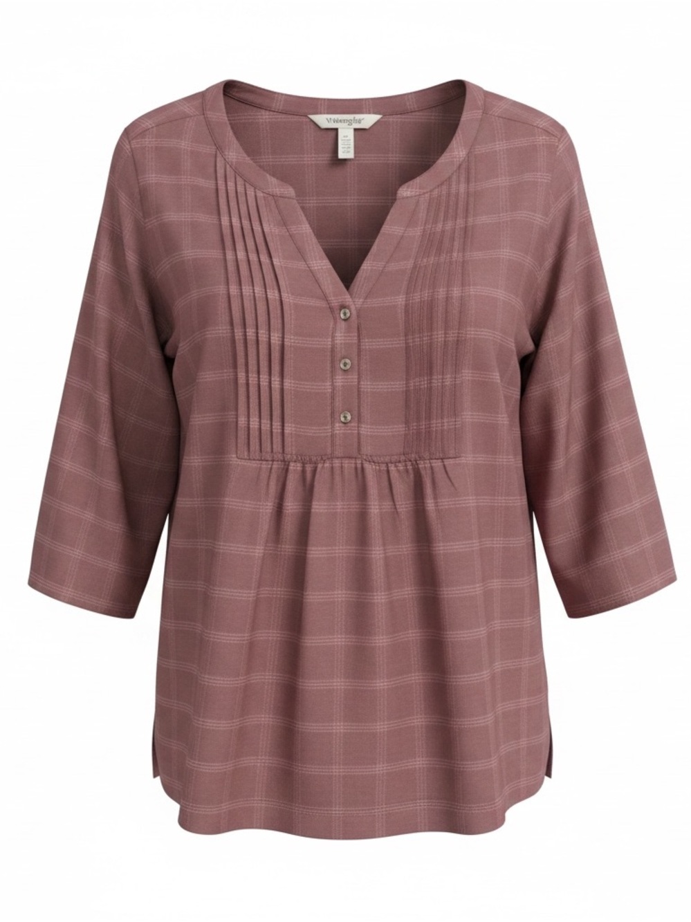Wrangler Women's Grid Blouse - Brownish Rose